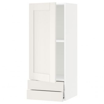 картинка МЕТОД / МАКСИМЕРА Навесной шкаф с дверцей/2 ящика, белый, Сэведаль белый, 40x100 см от магазина Wmart