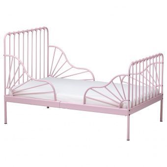 картинка MINNEN МИННЕН Раздвижная кровать с реечным дном - светло-розовый 80x200 см от магазина Wmart