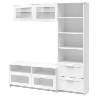 картинка БРИМНЭС Шкаф для ТВ, комбинация, белый, 180x41x190 см от магазина Wmart