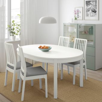 картинка БЬЮРСТА / ЭКЕДАЛЕН Стол и 4 стула, белый, Рамна Оррста светло-серый, 115 см от магазина Wmart