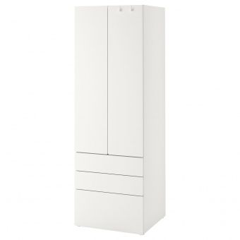 картинка SMÅSTAD СМОСТАД Гардероб - белый белый/с 3 ящиками 60x57x181 см от магазина Wmart