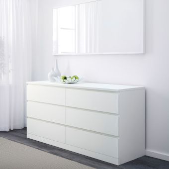 картинка МАЛЬМ Комод с 6 ящиками, белый, 160x78 см от магазина Wmart