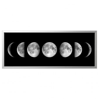 картинка BJÖRKSTA БЬЁРКСТА Картина с рамой - Фазы луны/цвет алюминия 140x56 см от магазина Wmart