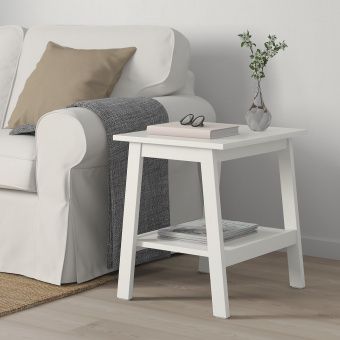 ЛУНАРП Придиванный столик, белый, 55x45 см
