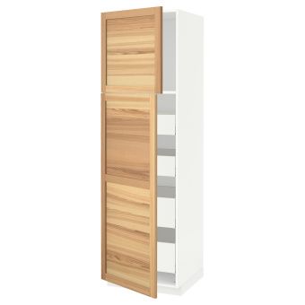картинка METOD МЕТОД / MAXIMERA МАКСИМЕРА Высокий шкаф/2дверцы/4ящика - белый/Торхэмн ясень 60x60x200 см от магазина Wmart