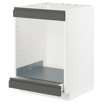 картинка METOD МЕТОД / MAXIMERA МАКСИМЕРА Напол шк д/вароч панели+духовки/ящ - белый/Воксторп темно-серый 60x60 см от магазина Wmart
