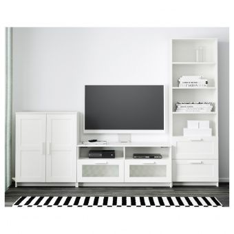 БРИМНЭС Шкаф для ТВ, комбинация, белый, 258x41x190 см