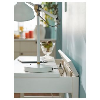 ХЕМНЭС Стол с 2 ящиками, белая морилка, 120x47 см