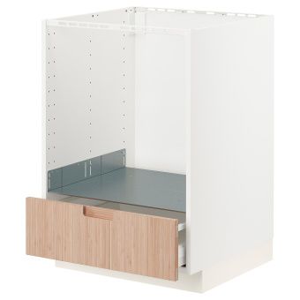 картинка METOD МЕТОД / MAXIMERA МАКСИМЕРА Напольный шкаф д/духовки, с ящиком - белый/фрёйеред светлый бамбук 60x60 см от магазина Wmart