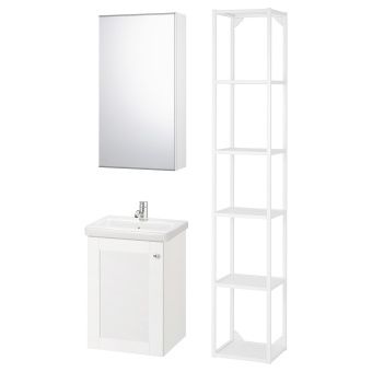 картинка FISKÅN ФИСКОН / TVÄLLEN ТВЭЛЛЕН Комплект мебели для ванной,7 предм. - Йельсен белый/ПИЛКОН смеситель 44x43x65 см от магазина Wmart