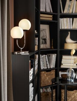 картинка СИМРИСХАМН Лампа настольная, хромированный, молочный стекло, 42 см от магазина Wmart