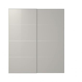картинка ХОККСУНД Пара раздвижных дверей, глянцевый светло-серый, 200x236 см от магазина Wmart