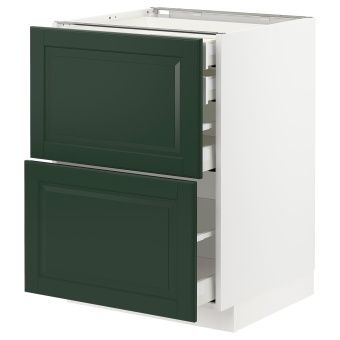 картинка METOD МЕТОД / MAXIMERA МАКСИМЕРА Напл шк 2 фрнт/2низ/1срд/1 выс ящ - белый/Будбин темно-зеленый 60x60 см от магазина Wmart