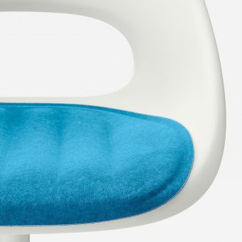 картинка ЛОБЕРГЕТ / БЛИСКЭР Рабочее кресло c подушкой, белый, синий от магазина Wmart