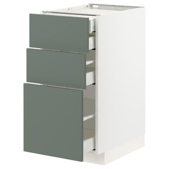 картинка METOD МЕТОД / MAXIMERA МАКСИМЕРА Нплн шк 3 фрнт/2нзк/1срд/1вс ящ - белый/Бодарп серо-зеленый 40x60 см от магазина Wmart