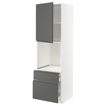 картинка METOD МЕТОД / MAXIMERA МАКСИМЕРА Выс шк д/дхвк+двр/2фрнт/1срд/1вс ящ - белый/Воксторп темно-серый 60x60x200 см от магазина Wmart