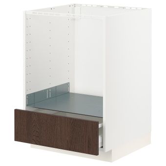 картинка METOD МЕТОД / MAXIMERA МАКСИМЕРА Напольный шкаф д/духовки, с ящиком - белый/Синарп коричневый 60x60 см от магазина Wmart