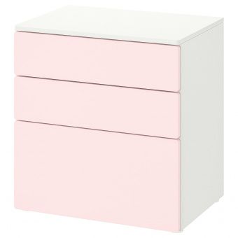 картинка SMÅSTAD СМОСТАД / OPPHUS ОПХУС Комод с 3 ящиками - белый/бледно-розовый 60x42x63 см от магазина Wmart