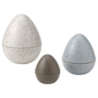 картинка РОДФРОГА Набор украшений, 3шт, яйцо коричневый, серый/белый от магазина Wmart