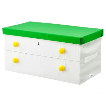 ФЛЮТТБАР Коробка с крышкой, зеленый, белый, 79x42x41 см
