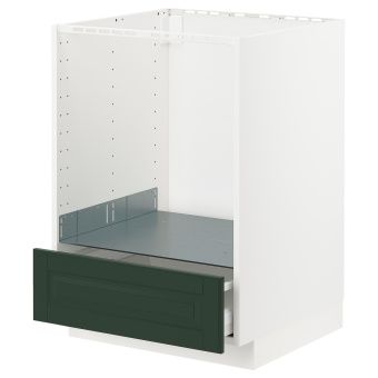 картинка METOD МЕТОД / MAXIMERA МАКСИМЕРА Напольный шкаф д/духовки, с ящиком - белый/Будбин темно-зеленый 60x60 см от магазина Wmart