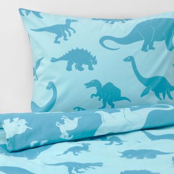 картинка ЙЭТТЕЛИК Пододеяльник и 1 наволочка, динозавр, синий, 150x200/50x70 см от магазина Wmart