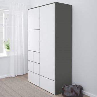 картинка ВИСТХУС Гардероб, серый, белый, 122x59x216 см от магазина Wmart