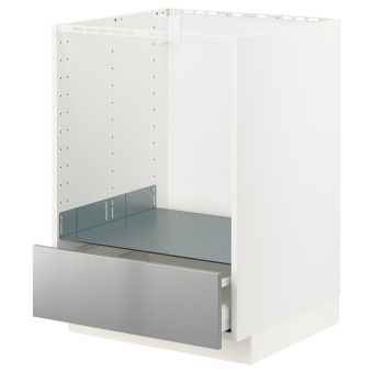 картинка METOD МЕТОД / MAXIMERA МАКСИМЕРА Напольный шкаф д/духовки, с ящиком - белый/Ворста нержавеющ сталь 60x60 см от магазина Wmart