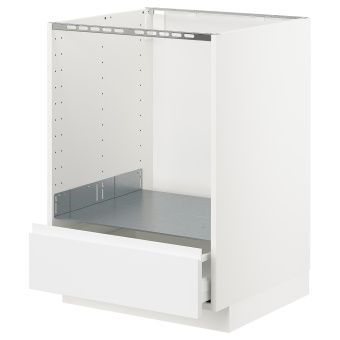 картинка METOD МЕТОД / MAXIMERA МАКСИМЕРА Напольный шкаф д/духовки, с ящиком - белый/Воксторп матовый белый 60x60 см от магазина Wmart