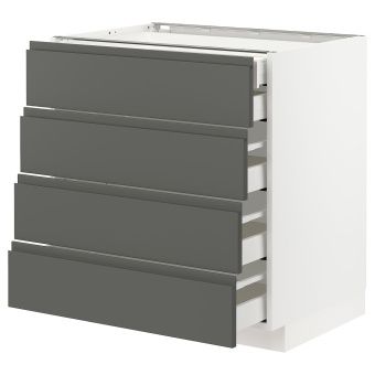 картинка METOD МЕТОД / MAXIMERA МАКСИМЕРА Нплн шк 4фрнт/2нзк/3срд ящ - белый/Воксторп темно-серый 80x60 см от магазина Wmart