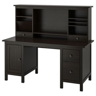 картинка HEMNES ХЕМНЭС Стол с дополнительным модулем  - черно-коричневый 155x137 см от магазина Wmart