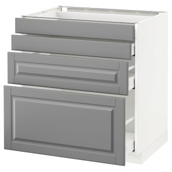 картинка METOD МЕТОД / MAXIMERA МАКСИМЕРА Напольн шкаф 4 фронт панели/4 ящика - белый/Будбин серый 80x60 см от магазина Wmart