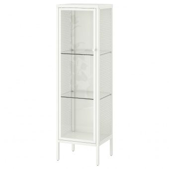 картинка BAGGEBO БАГГЕБО Шкаф со стеклянными дверцами - металлический/белый 34x30x116 см от магазина Wmart