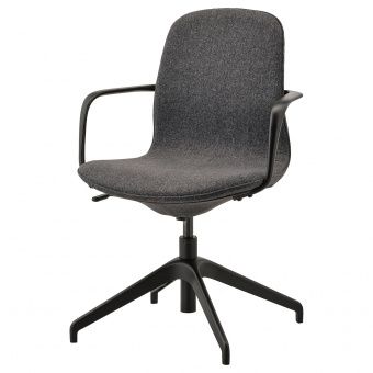 картинка ЛОНГФЬЕЛЛЬ Рабочий стул с подлокотниками, Гуннаред темно-серый, черный от магазина Wmart