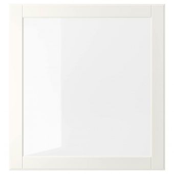 картинка ОСТВИК Стеклянная дверь, белый, прозрачное стекло, 60x64 см от магазина Wmart