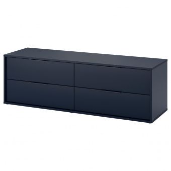 НОРДМЕЛА Комод с 4 ящиками, черно-синий, 159x50 см