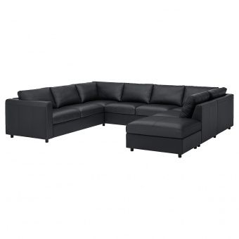 картинка VIMLE ВИМЛЕ 6-местный п-образный диван - с открытым торцом/Гранн/Бумстад черный от магазина Wmart