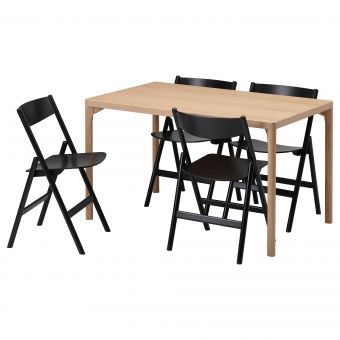 картинка РОВАРОР / РОВАРОР Стол и 4 стула, дубовый шпон, черный, 130x78 см от магазина Wmart