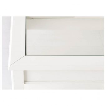 ЛИАТОРП Придиванный столик, белый, стекло, 57x40 см