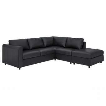картинка VIMLE ВИМЛЕ 4-местный угловой диван - с открытым торцом/Гранн/Бумстад черный от магазина Wmart