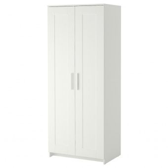 БРИМНЭС Шкаф платяной 2-дверный, белый, 78x190 см