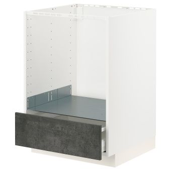 картинка METOD МЕТОД Напольный шкаф д/духовки, с ящиком - белый/кальхюттан под темно-серый бетон 60x60 см от магазина Wmart