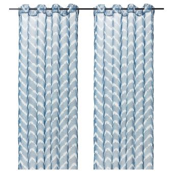 САГАЛИЛЛЬ Гардины, 2 шт., синий/белый, 145x300 см