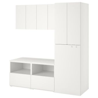 картинка SMÅSTAD СМОСТАД / OPPHUS ОПХУС Комбинация д/хранения - белый белый/с выдвижным модулем 180x57x196 см от магазина Wmart
