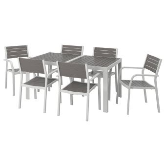 картинка SJÄLLAND ШЭЛЛАНД Стол+6 кресел,д/сада - темно-серый/светло-серый 156x90 см от магазина Wmart