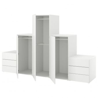 картинка OPPHUS ОПХУС Гардероб с 3 дверями/6 ящиками - белый/Фоннес белый 300x57x181 см от магазина Wmart