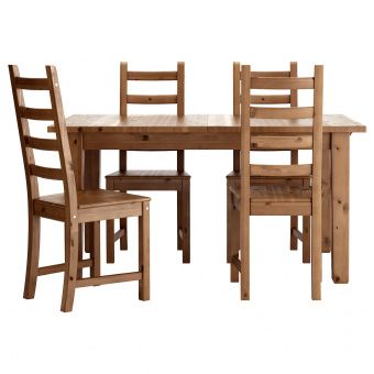 СТУРНЭС / КАУСТБИ Стол и 4 стула, морилка,антик, 147 см