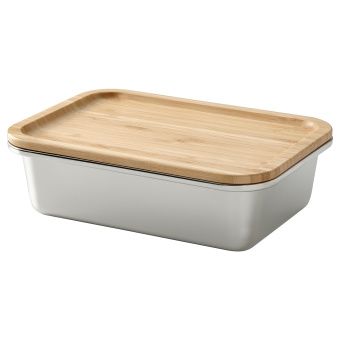 картинка IKEA 365+ ИКЕА/365+ Контейнер для продуктов с крышкой - прямоугольн формы нержавеющ сталь/бамбук 1.0 л от магазина Wmart