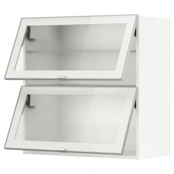 картинка METOD МЕТОД Навесной горизонтальный шкаф/2двери - белый/Ютис матовое стекло 80x80 см от магазина Wmart