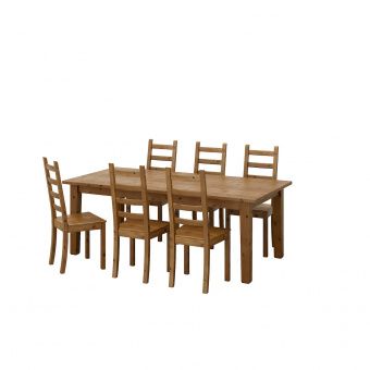 СТУРНЭС / КАУСТБИ Стол и 6 стульев, морилка,антик, 201 см